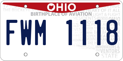 OH license plate FWM1118