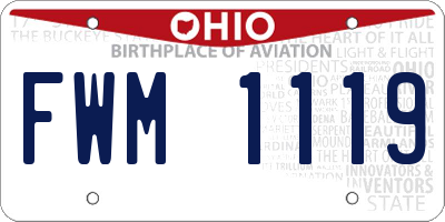 OH license plate FWM1119