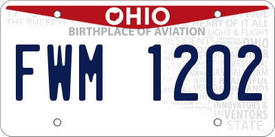 OH license plate FWM1202