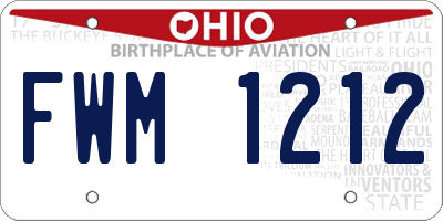 OH license plate FWM1212