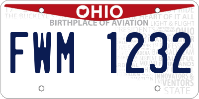 OH license plate FWM1232
