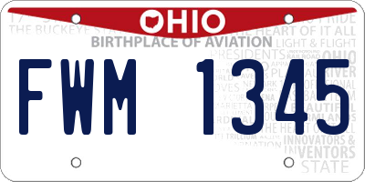 OH license plate FWM1345