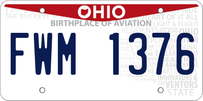 OH license plate FWM1376