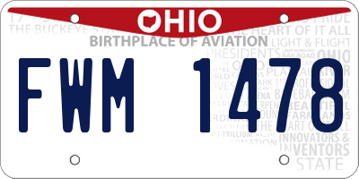 OH license plate FWM1478