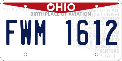 OH license plate FWM1612