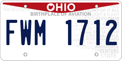 OH license plate FWM1712