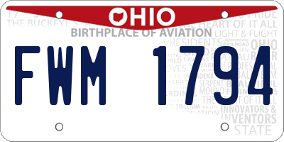 OH license plate FWM1794