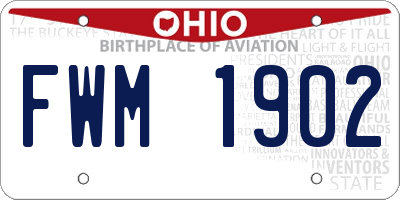 OH license plate FWM1902