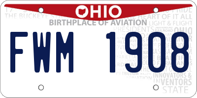 OH license plate FWM1908