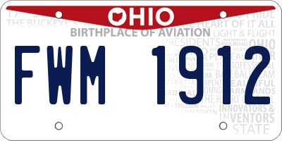OH license plate FWM1912