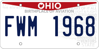 OH license plate FWM1968