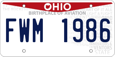 OH license plate FWM1986