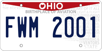 OH license plate FWM2001