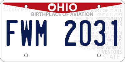 OH license plate FWM2031