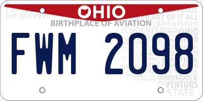 OH license plate FWM2098