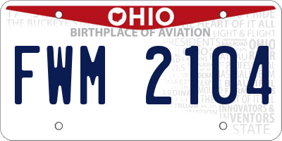 OH license plate FWM2104