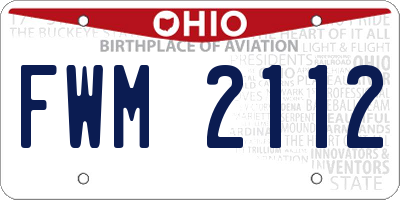 OH license plate FWM2112