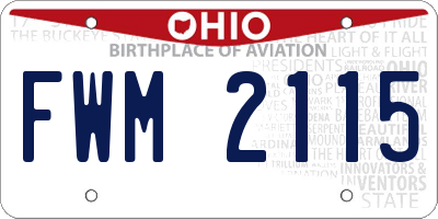OH license plate FWM2115