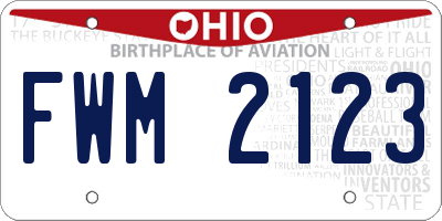 OH license plate FWM2123