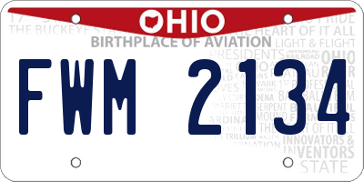 OH license plate FWM2134