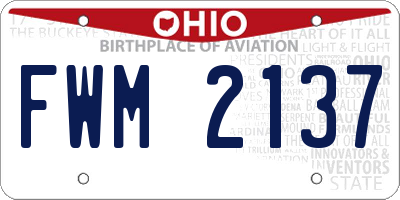 OH license plate FWM2137