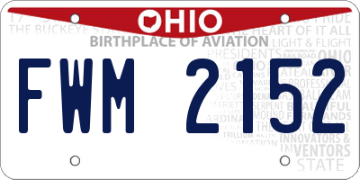 OH license plate FWM2152