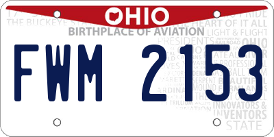 OH license plate FWM2153