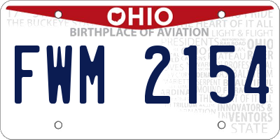 OH license plate FWM2154