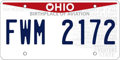 OH license plate FWM2172