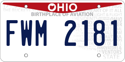 OH license plate FWM2181