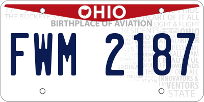 OH license plate FWM2187