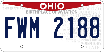 OH license plate FWM2188