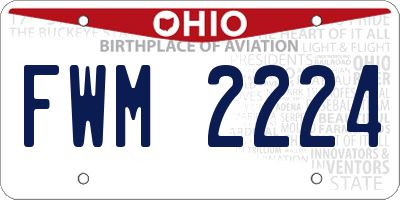 OH license plate FWM2224
