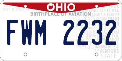 OH license plate FWM2232
