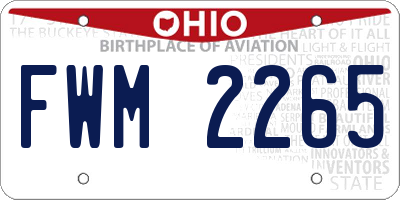 OH license plate FWM2265