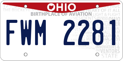 OH license plate FWM2281