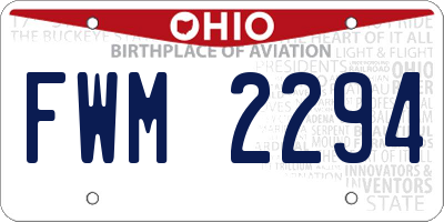 OH license plate FWM2294
