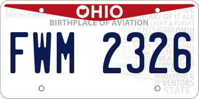 OH license plate FWM2326