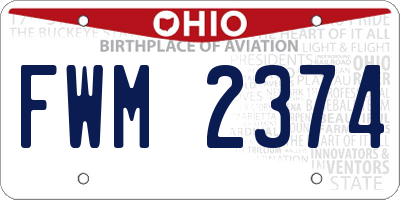 OH license plate FWM2374