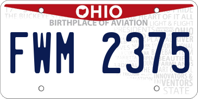 OH license plate FWM2375