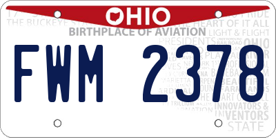 OH license plate FWM2378