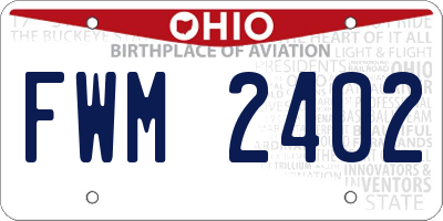 OH license plate FWM2402