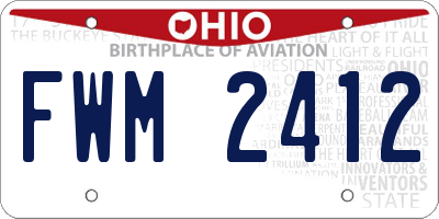 OH license plate FWM2412