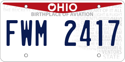 OH license plate FWM2417