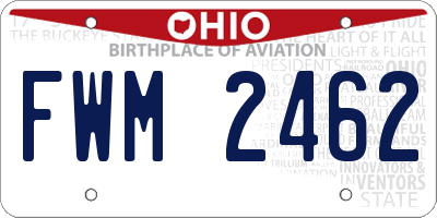 OH license plate FWM2462