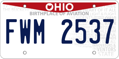 OH license plate FWM2537