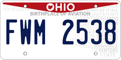 OH license plate FWM2538