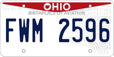 OH license plate FWM2596