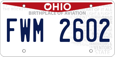 OH license plate FWM2602