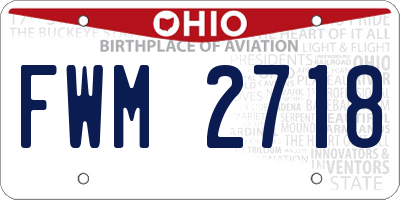 OH license plate FWM2718